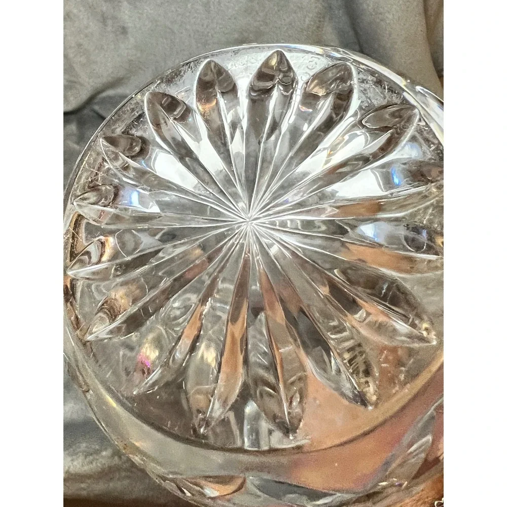 Vintage Cut Crystal Teardrop Decanter‎ w/ Fluted Stopper & Starburst Base